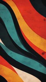 Curved chromatic wavebands in retro-styled vector abstraction.