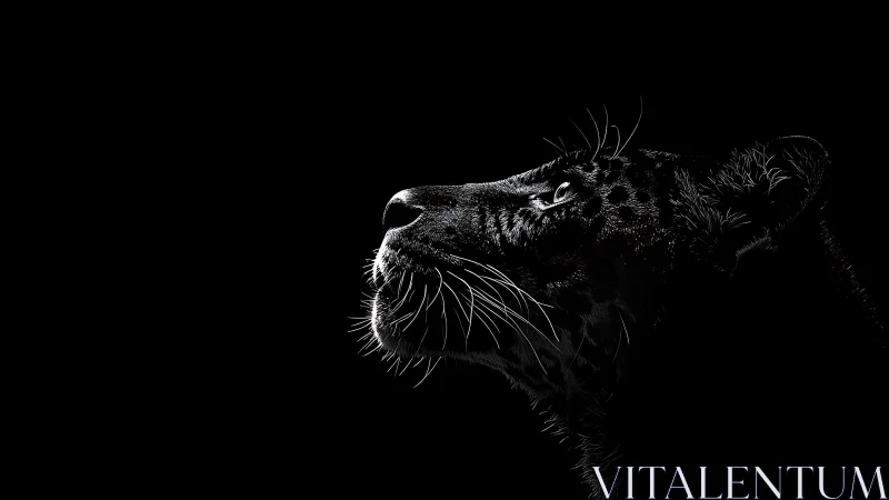 High-contrast feline silhouette against darkness.