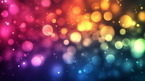 Vibrant multicolored bokeh lights abstract background digital art.