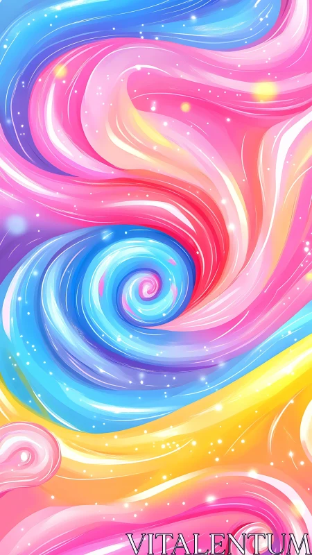 Candy nebula whirls pour rainbow light into quiet space