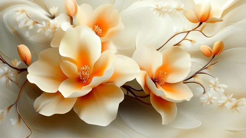 Twilight Blossoms Dancing Through Peach-Kissed Dreamscape