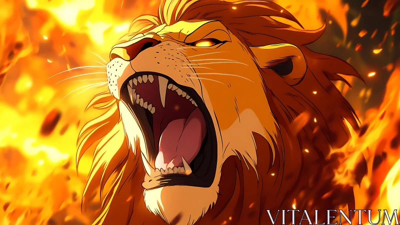 Fiery lion&rsquo;s roar blazing with courage and fearless spirit.