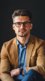 Confident young professional poses in smart casual studio portrait