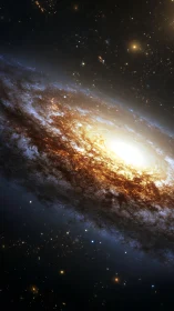 Spiral galaxy disc with bright core and dense star field.