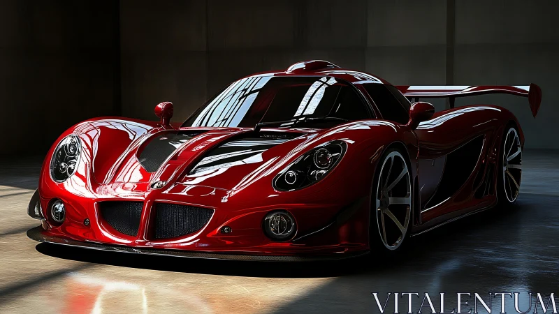 Red hypercar renders polished carbon body in moody studio