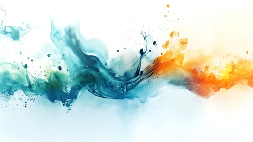 Fluid color wave merges cool cyan with vivid orange light