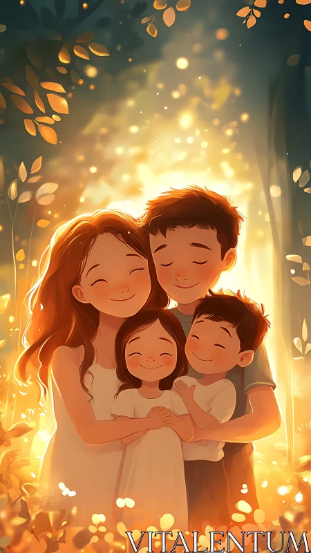Radiant Embrace: Golden Light Reunites Family in Luminous Warmth.