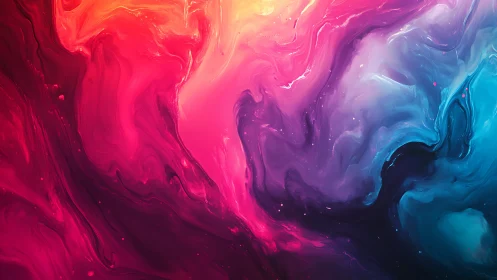 Digital painting gradient vortex with fluid chromatic fields.