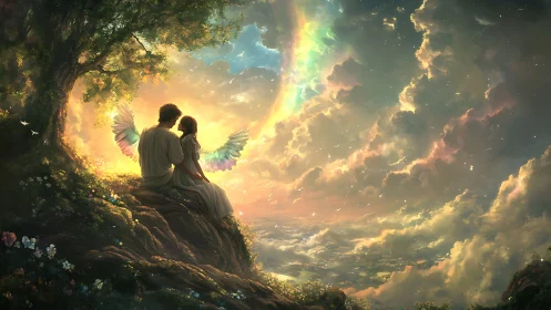 Two Souls Embrace in Heavenly Light.