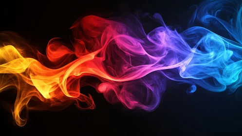 Chromatic smoke ribbon in abstract digital motion study.