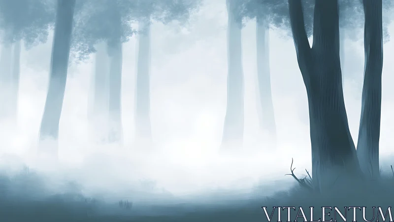 Misty Forest Atmosphere With Towering Trees and Ethereal Light