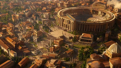 Panoramic digital reconstruction of imperial Roman forum complex.