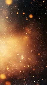 Golden dust particles drift through dark glowing space.