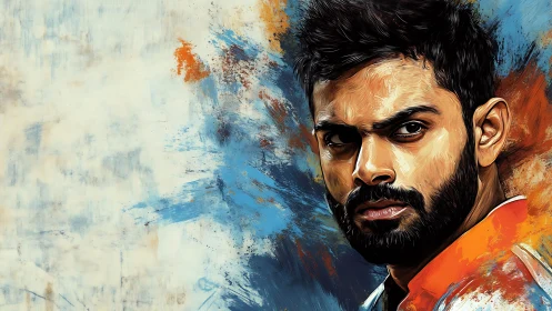 Male portrait rendered as stylized digital painting