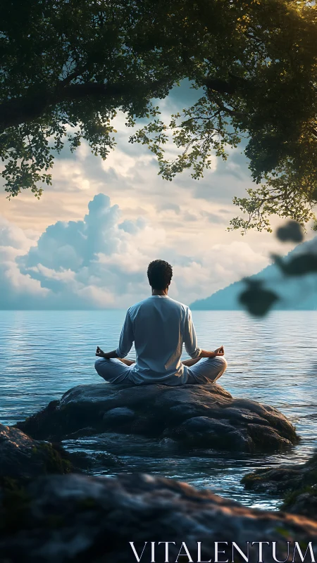 Solitude yogi adrift on dawnlit lake of breathing silence.