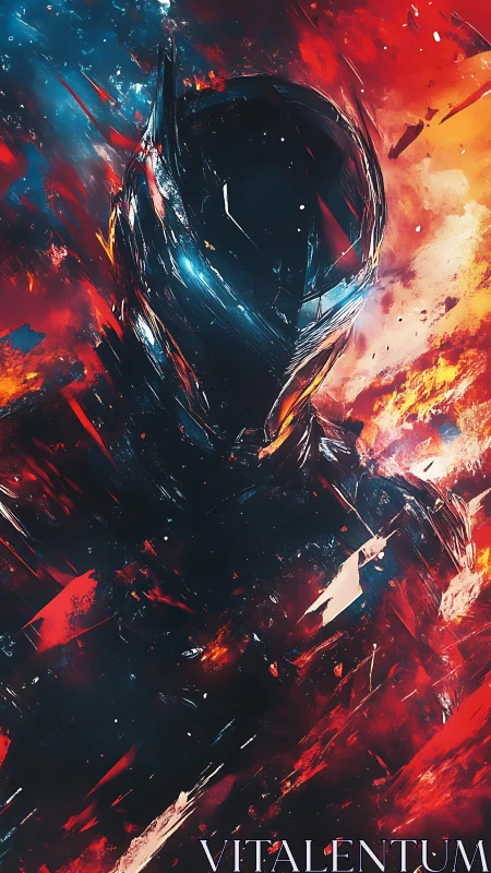 Helmeted starborn sentinel burns through the cosmic storm