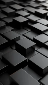 Staggered black cubes in glossy geometric abstraction.
