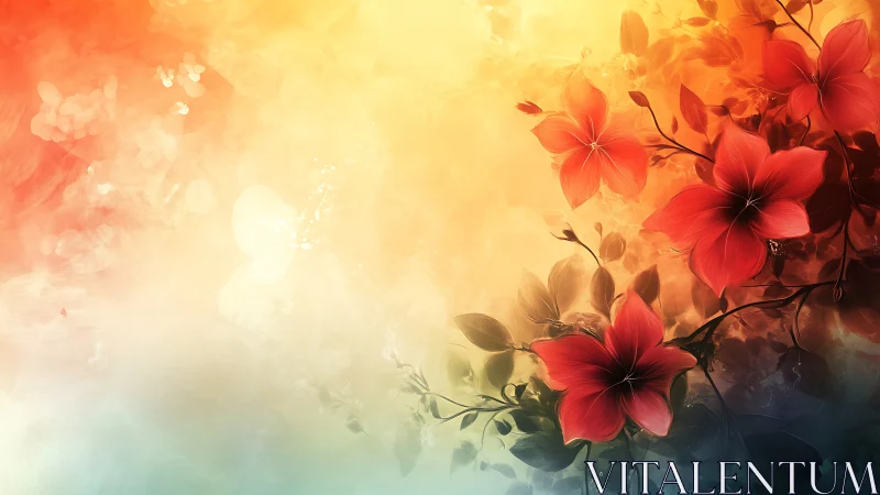 Radiant Red Blooms Dancing in Warm, Glowing Light.