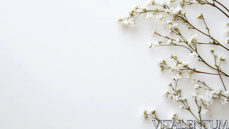 Delicate Branches Adorned: Baby's Breath Florals Against Minimalist Canvas.
