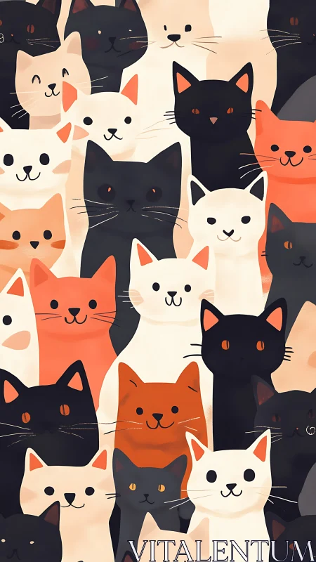 Cheerful Cat Crowd: A Playful Parade of Feline Friends.