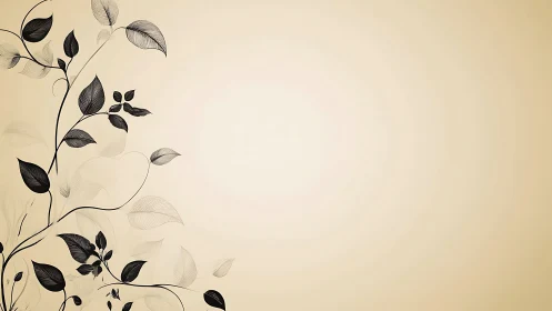 Asymmetric botanical vector flourish on radial beige field.