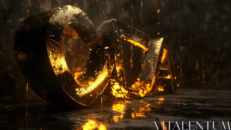 Glowing Metallic DNA Helix in a Dark, Cinematic Environment.