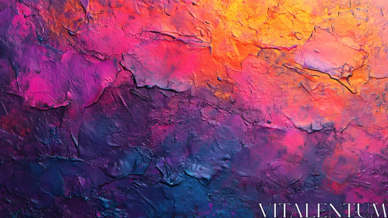 Vibrant Abstract Textured Painting with Pink, Orange, and Purple Hues.