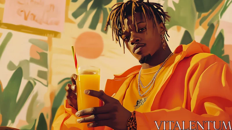 Cool afternoon vibes with a bright drink and sunny style.