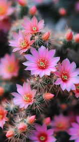Glowing Desert Blooms: Cactus Flowers in Radiant Pink.