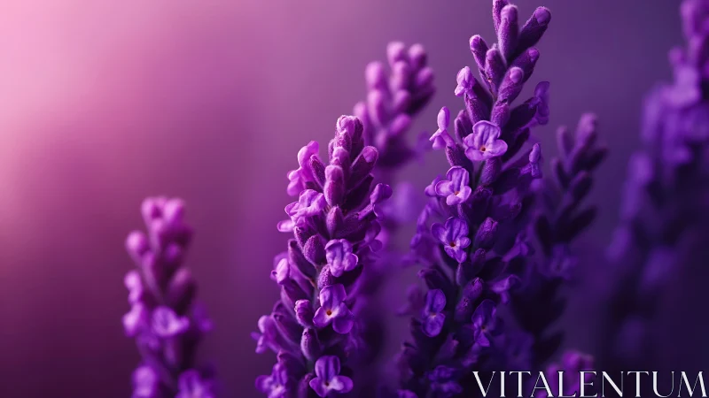 Purple Lavender Blooms Close-up with Soft Focus Background