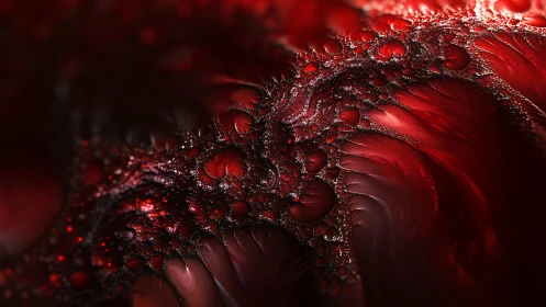 Crimson fractal veins weave molten organic landscape.
