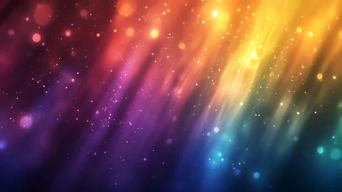 Vivid abstract light rays and colorful bokeh digital background.