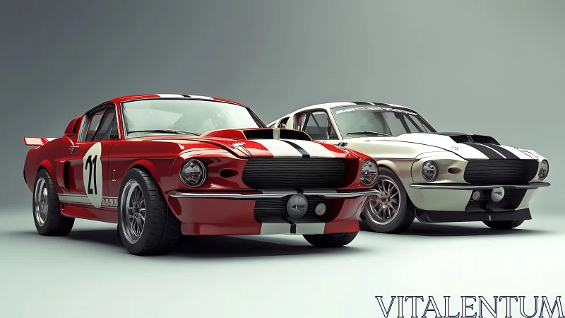 Photorealistic classic race cars in studio-grade 3D rendering.