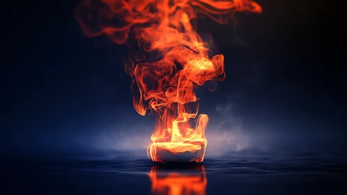 Luminous Fire Sculpture Against Midnight.