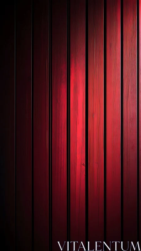 Vertical red wooden panels with subtle central light glow.