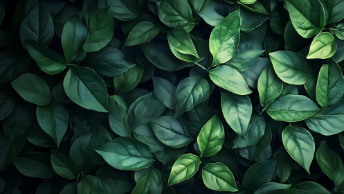 Deep green foliage fills frame with layered glossy leaves