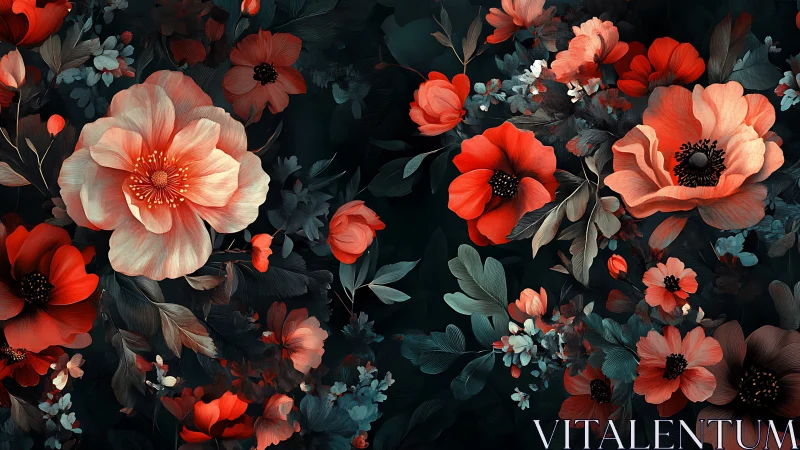 Vibrant Blooms Against Dark Canvas.