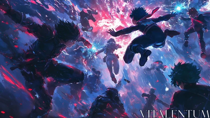 Heroes clash amid explosive neon energy storm skyward