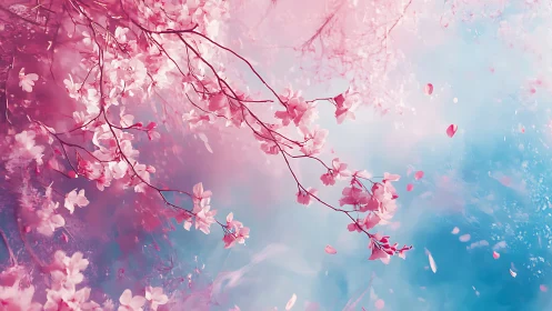 Digital composition employing gradient layering and particle dispersion technique across floral subj