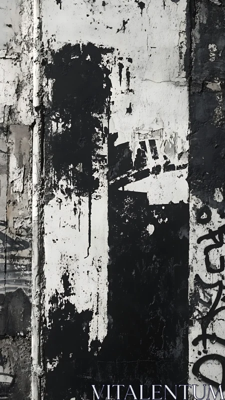 Weathered monochrome wall turns decay into abstract drama