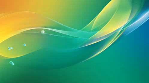 Curved gradient waves in green, blue and yellow space.
