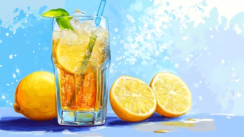 Citrus Refreshment with Ice and Lime Garnish.