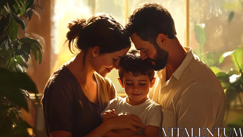 Golden Moment: Three Hearts Bathed in Warmth's Tender Embrace