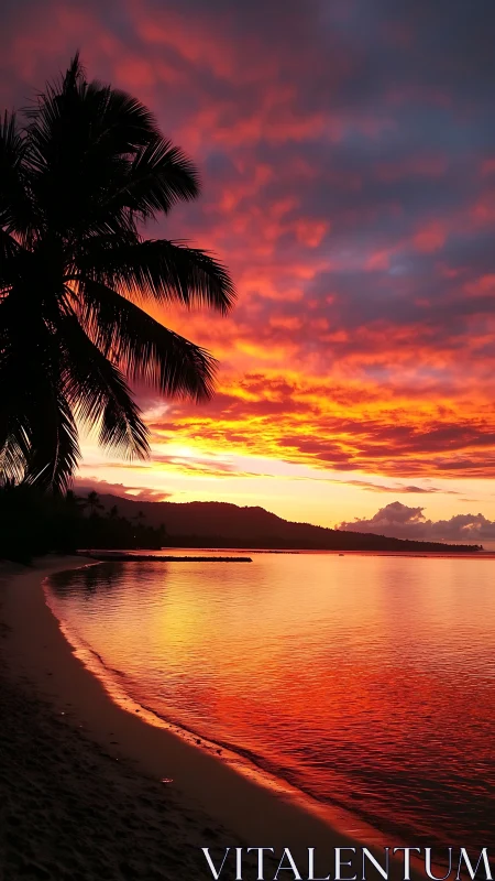 Sunset-lit tropical shoreline wrapped in glowing calm.