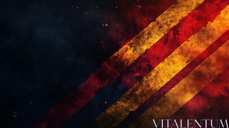 Fiery Abstract Texture with Diagonal Gold and Red Stripes.