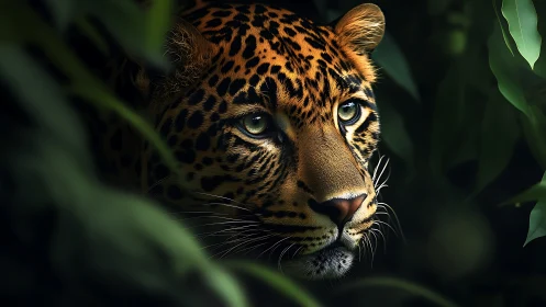 Gentle jungle gaze from a watchful spotted big cat.