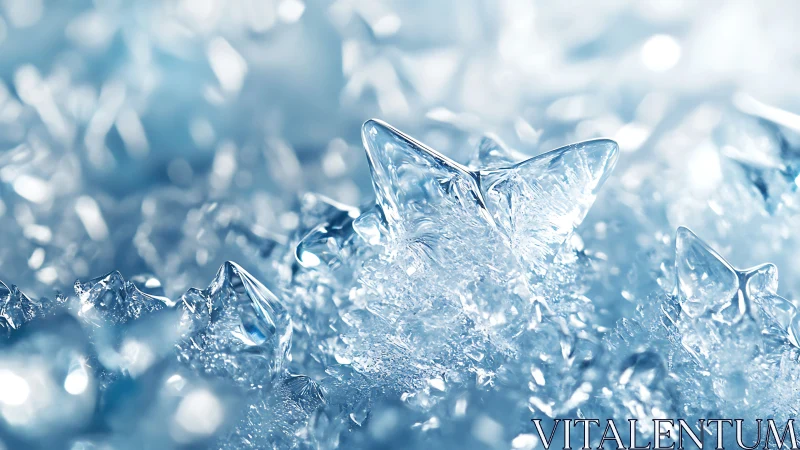 Macro study of translucent ice crystals in cool light.