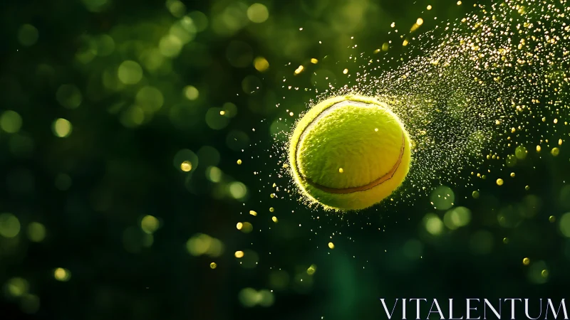 Tennis comet in sunlit motion, dust trailing like starlight.