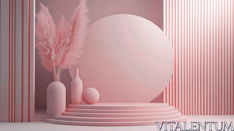 Soft pink podium scene invites calm, modern visual delight