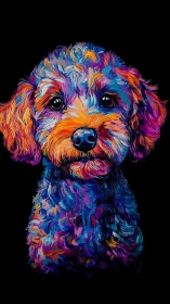Colorful pup portrait glowing with playful warmth and charm.